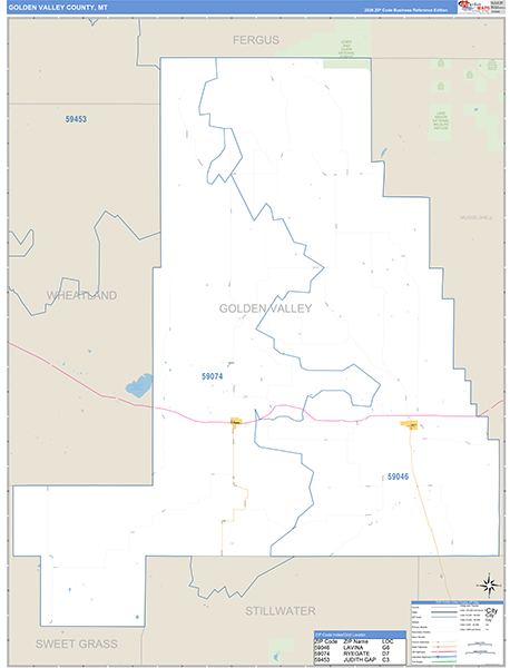 Golden Valley County, MT Zip Code Map